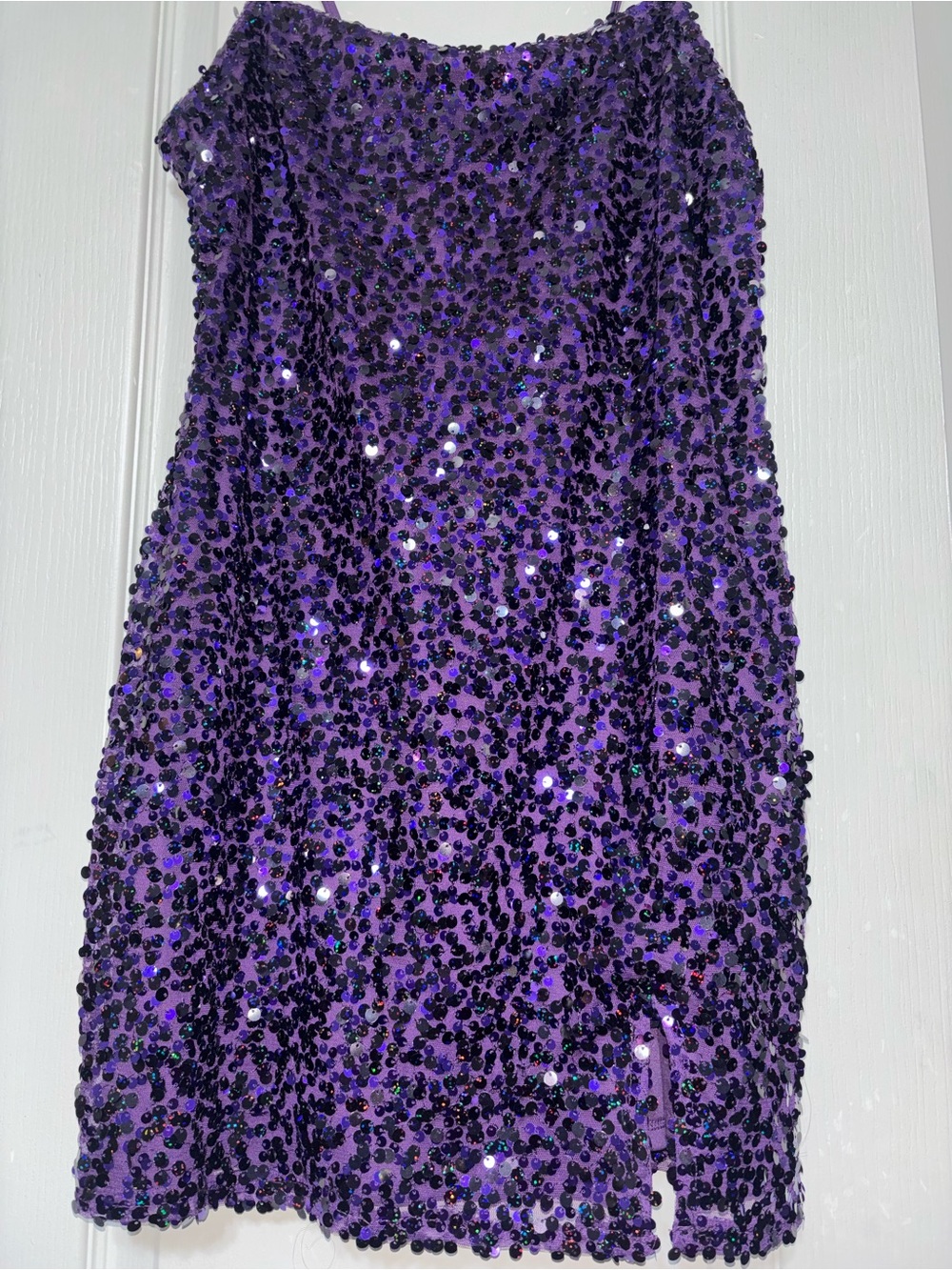 Purple sequin mini dress